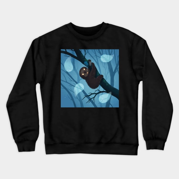 Sloth on blue Crewneck Sweatshirt by Freeminds